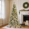 KWPZQEB Artificial Christmas Tree, Pre-Lit Spruce Snow Flocked Christmas Tree with LED & Full Snow Branch Tips for Home, Office, Xmas Decoration - 2 of 4
