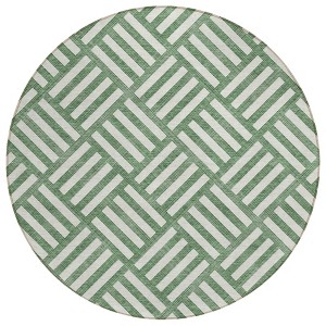 Green And Ivory Geometric Washable Indoor Outdoor Area Rug - 1 of 4