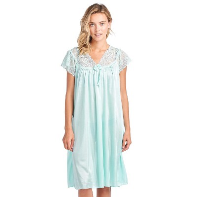 Casual Nights Women's Fancy Lace Neckline Silky Tricot Nightgown