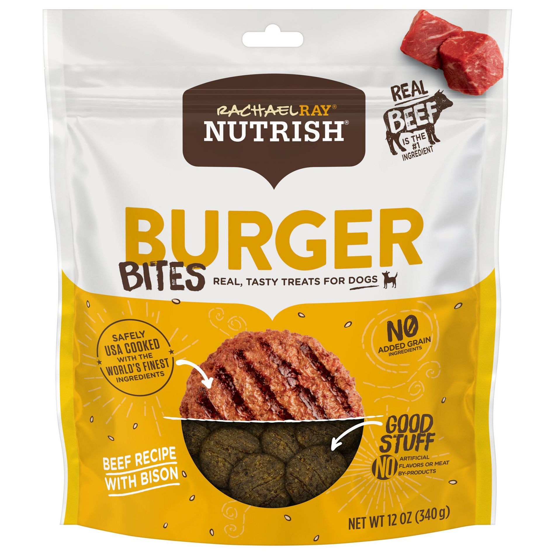 Rachael Ray Nutrish Burger Bites Beef Burger with Bison Recipe Chewy Dog Treats - 12oz