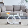 47.2" Glass Top Coffee Table with MDF Base, Modern Minimalist Design with Circular Support Structure - 3 of 4