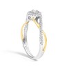 14K Yellow Gold Plated Silver 1/4 Cttw Diamond Bypass and Halo Promise Ring - 4 of 4