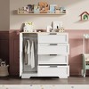 Jojoka 43.3'' Small Wardrobe Closet, Wardrobe Cabinet with Door, 4 Drawers and Handing Rod, Wooden Clothes Cabinet 4 Drawer Dresser - 3 of 4