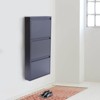 YIYIBYUS Wall Mounted Metal Shoe Cabinet for Entryway, Holds 9 Pair Shoes, Gray - 2 of 4