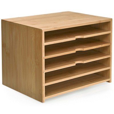 Natural Bamboo 5-Tier Paper Letter Tray Organizer