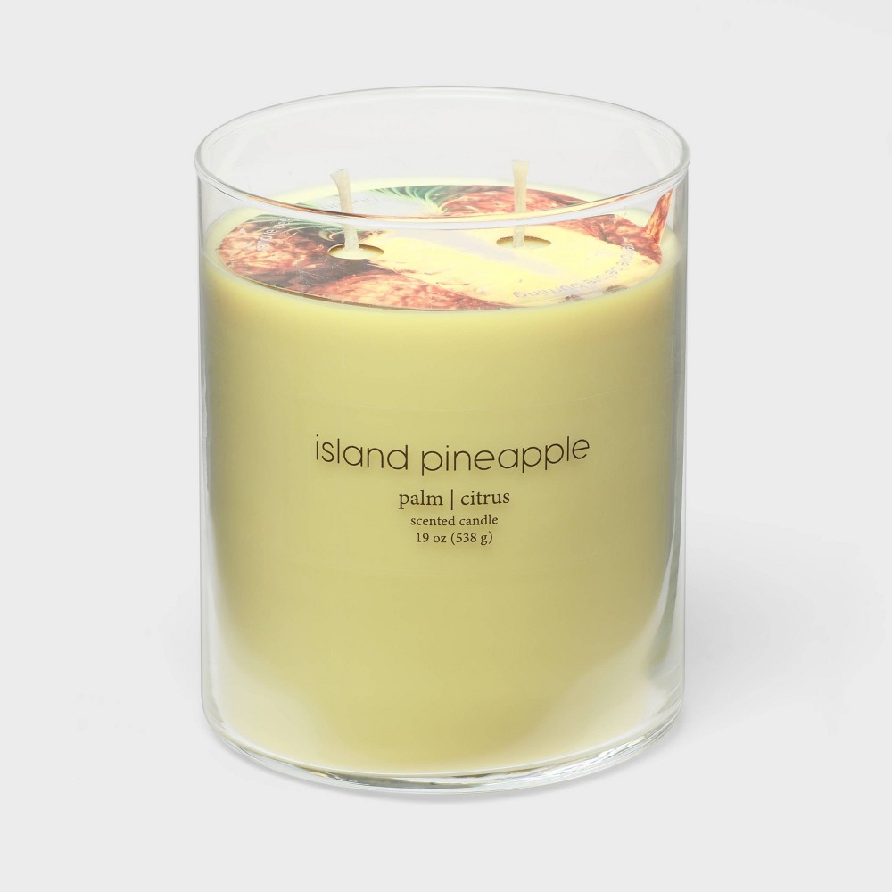 19oz Glass Jar 2-Wick Island Pineapple Candle Vibrant Yellow - Room Essentials™