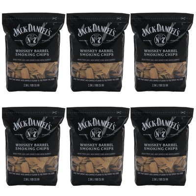 Jack Daniel's Whiskey Barrel Smoking Oak Wood Chips, 180 Cubic Inches (6 Pack)