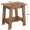 Orieon 2PCS Rustic Brown End Table Set, Narrow Side Tables with 2-Tier Storage Shelf, Farmhouse Nightstands for Living Room, Space-Saving Sofa Tables - 3 of 4