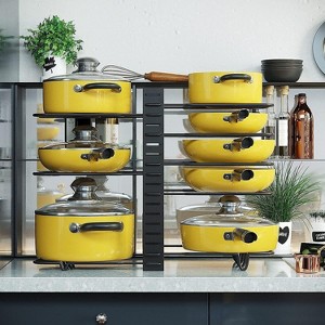 TOBILI 2 Pack Pot and Pan Rack, Pot Rack Organizers, Kitchen Organization &Storage Rack, Adjustable Pot Lid Holders & Pan Rack - 1 of 3