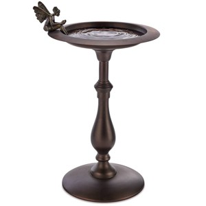 Good Directions 32" Classic Pedestal Bird Bath with Fairy - Bronze - 1 of 3