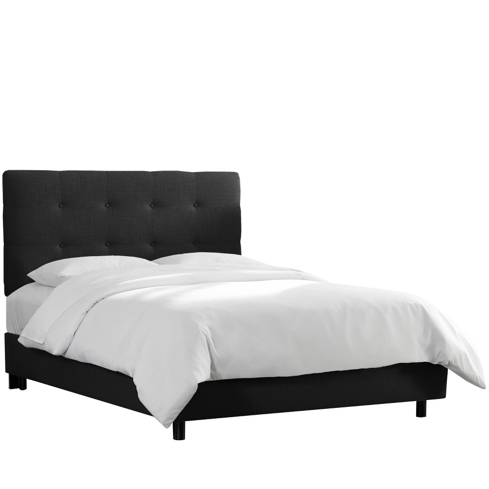 Photos - Bed Skyline Furniture Queen Dolce  Black Linen: Midcentury-Modern, Tufted,