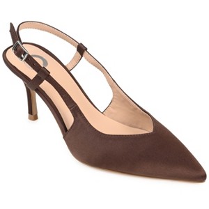 Journee Collection Womens Knightly Medium and Wide Width Sling Back Mid Stiletto Pointed Toe Pumps - 1 of 4