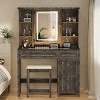 GlasFlength Vanity Tables Farmhouse Vanity with Mirror Hidden Jewelry Cabinet Elegant Design for Living Room, Brown, 39"*15.75"*56" - 2 of 4