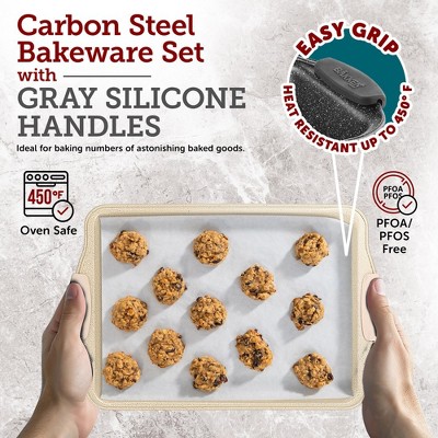 Deluxe Nonstick Gray Marble Carbon Steel Baking Pan Set