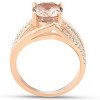 Pompeii3 3 Ct TW Large Oval Peach Morganite & Diamond Ring 10k Rose Gold - 3 of 4