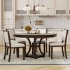 5 PCS Retro Dining Set, Extendable Round Table with Removable Leaf, Upholstered Rubberwood Chairs with Cushioned Backrests-Coolbibila - 2 of 4