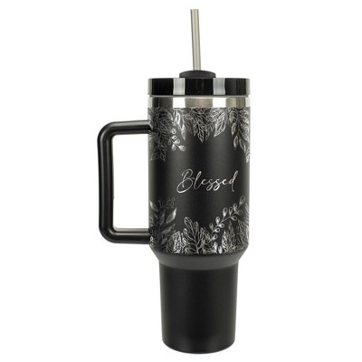 Elanze Designs Blessed Autumn Harvest Leaves 40 oz. Stainless Steel, Large Water Bottle Coffee Mug, Spill & Leak Resistant, Thermal Travel Tumbler