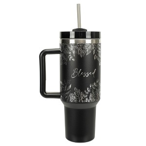 Elanze Designs Blessed Autumn Harvest Leaves 40 oz. Stainless Steel, Large Water Bottle Coffee Mug, Spill & Leak Resistant, Thermal Travel Tumbler - 1 of 1