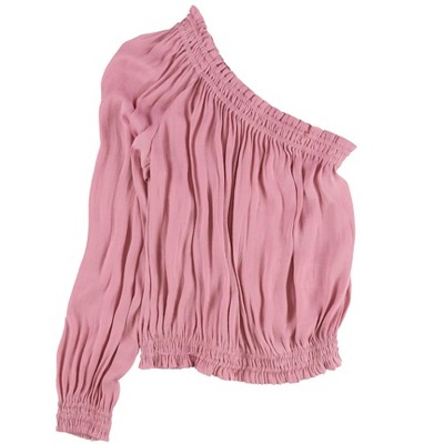 bar III Womens Solid One Shoulder Blouse