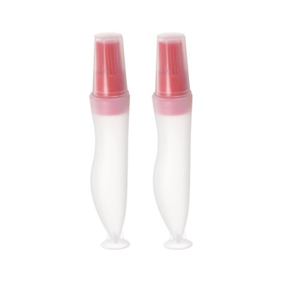 Unique Bargains Silicone Barbecue Refillable Basting Oil Bottle Brushes with Cap 2 Pcs