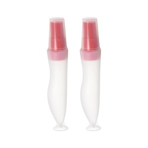 Unique Bargains Silicone Barbecue Refillable Basting Oil Bottle Brushes with Cap 2 Pcs - 1 of 4