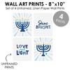 Big Dot of Happiness Hanukkah Menorah - Unframed Chanukah Holiday Linen Paper Wall Art - Set of 4 - Artisms - 8 x 10 inches - 3 of 4
