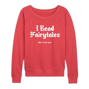 Women's - Instant Message - Read Spice Fairytales Lightweight French Terry Wide Neck Long Sleeve Graphic Shirt - 1 of 4