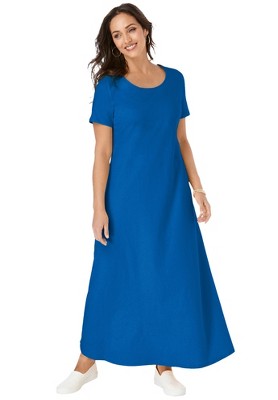 Jessica London Women's Plus Size T-shirt Maxi Dress, 14 - Vivid Blue ...