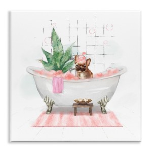 Stupell Industries Adorable French Bulldog in Pink Bubble Bath, 12" x 12" - 1 of 4