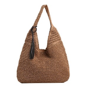Alilang Crochet Shoulder Bag with Tassel Accent Soft Knit Hobo