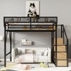 TIRAMISUBEST Full Size Loft Bed with stairs, metal frame, storage shelves, wardrobe for Kids Teens Adults, Black - 2 of 4