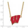 Black Bow Jewelry 14k Yellow Gold Plated Sterling Silver Wisconsin Badgers NCAA Necklace 18 Inch - 3 of 4