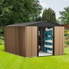 8× 10-foot Outdoor Storage Shed, with a Sloping Roof Featuring Double Vents, Waterproof and UV-resistant, Suitable for Yards and Farms, Brown - 2 of 4