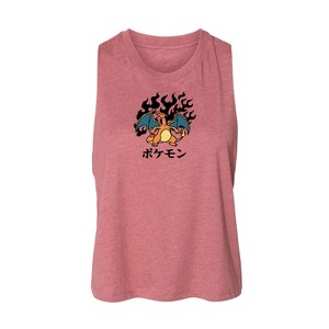Women's Pokémon Charizard Flash Fire Graphic Racerback Tank - Heather Mauve - Small - 1 of 2