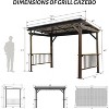 PAGED Aluminum BBQ Outdoor Gazebo Metal Frame with Shelves Serving Tables, Permanent Double Roof Hard top Gazebos - 3 of 4