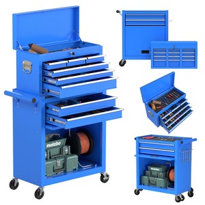 Huxxion 8-Drawer Rolling Tool Box, Lockable Rolling Tool Chest with Wheels - 1 of 4