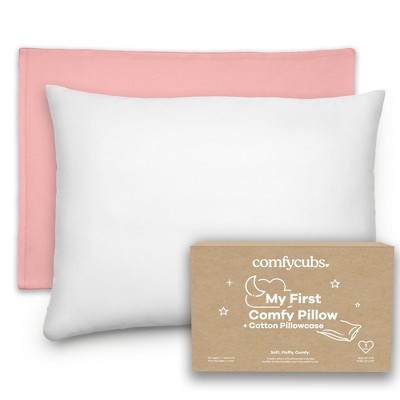 Toddler Pillow with Cotton Pillowcase, 13"x18", Kids Pillow for Sleeping by Comfy Cubs - 1 Pack