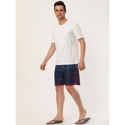 Мужские шорты INSPIRE CHIC Men's Summer Drawstring Color Block Printed Swim Beach Shorts Red Navy 32 — фото 4