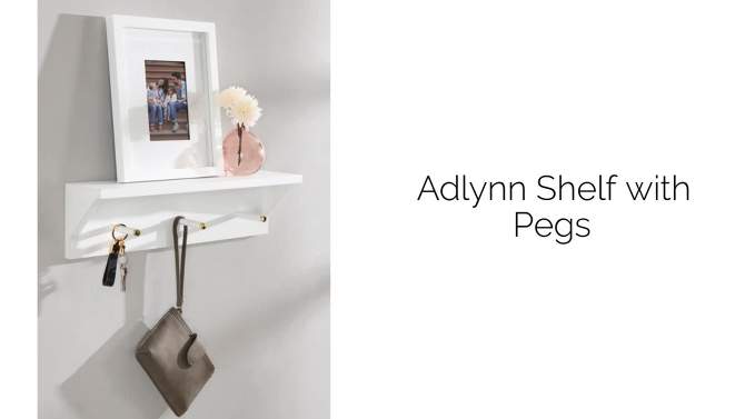 18&#34; x 5&#34; Adlynn Decorative Wall Shelf with Pegs White - Kate &#38; Laurel All Things Decor, 2 of 10, play video