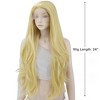 Unique Bargains Women's Long Natural Curly Lace Front Wigs with Wig Cap 24" Blonde Synthetic Fibre 1PC - 2 of 4