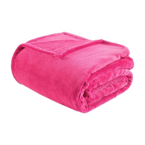 Full/queen Microlight Plush Blanket Pink : Target