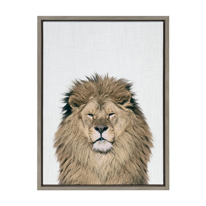 18&#34; x 24&#34; Sylvie Lion Color Framed Canvas by Simon Te of Tai Prints Gray - Kate &#38; Laurel All Things Decor, 3 of 8