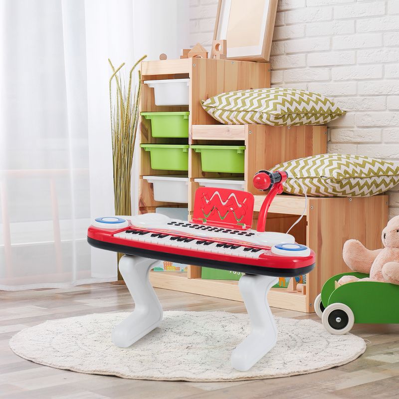 Costway Z-Shaped Kids Toy Keyboard Piano 37-Key Electronic Organ Light w/Microphone, 2 of 11