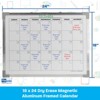 Crestline Products Dry Erase Magnetic Aluminum Framed Calendar, 18" x 24" - 3 of 3