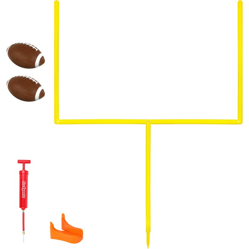 GoSports 8ft Pro Kick Challenge Field Goal Post Set with 2 Footballs and Kicking Tee - 13pc, 1 of 7