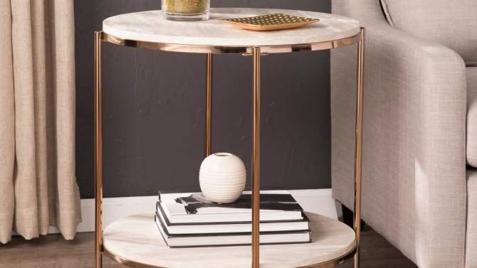 Sula Round Faux Stone End Table - Aiden Lane, 2 of 10, play video