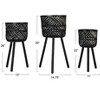 Storied Home Woven Bamboo Baskets with Wooden Legs, Black, Set of 3 - 2 of 4