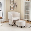 Tangkula Upholstered Velvet Barrel Chair w/ Ottoman Wood Frame Non-slip Felt Pads - 3 of 4