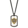 Chisel Stainless Steel Black and Yellow IP-plated with Cubic Zirconia HERO Dog Tag on a 24" Curb Chain Necklace - 2 of 4