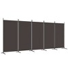 vidaXL 5-Panel Room Divider Brown 170.5"x70.9" Fabric - 2 of 4